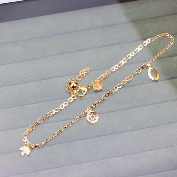 "Trendy Rose Gold Anklet with Charms, XPAL1043 - Picture 7 of 12